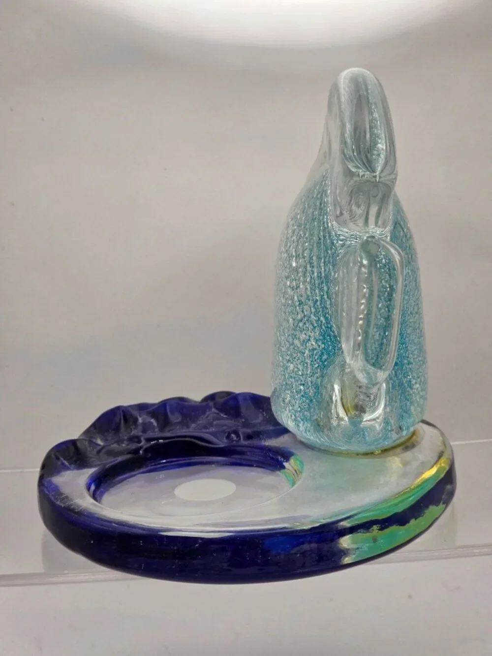 PartyLite Glass Fish Candle Holder Blue Art Glass Tea Light Taiwan - Picture 4 of 6